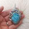 Turtle, AAA Larimar, And Sterling Silver Statement Pendant