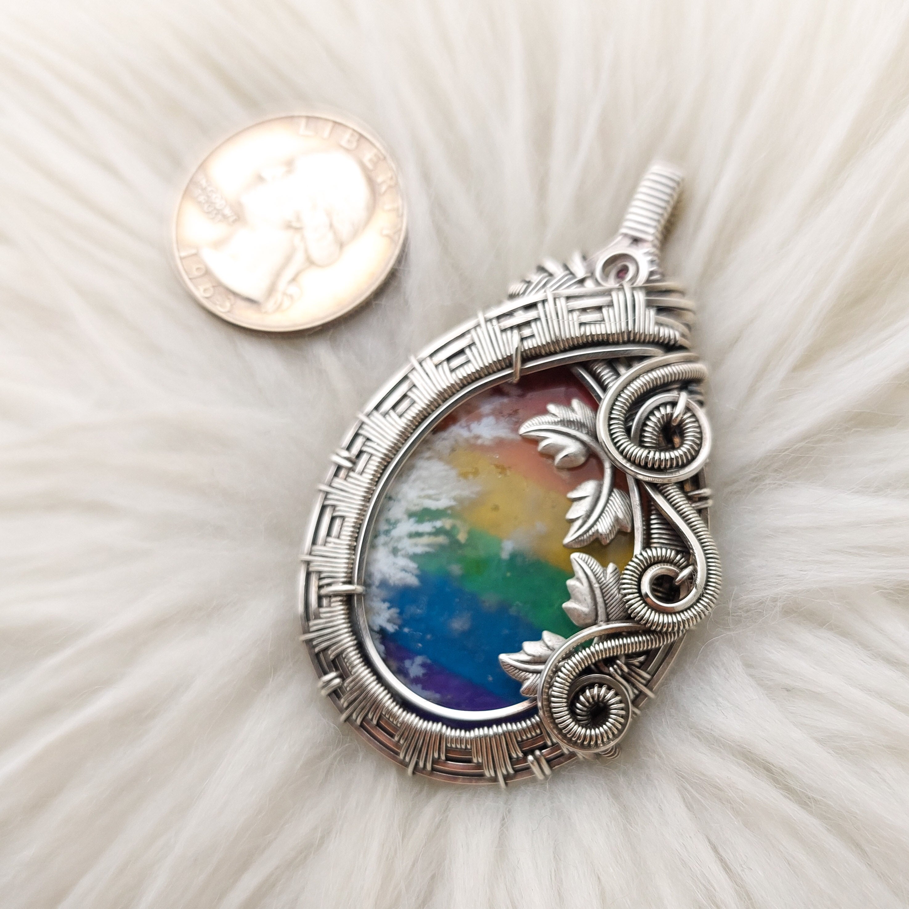 Plume Agate Pendant 1 1/2