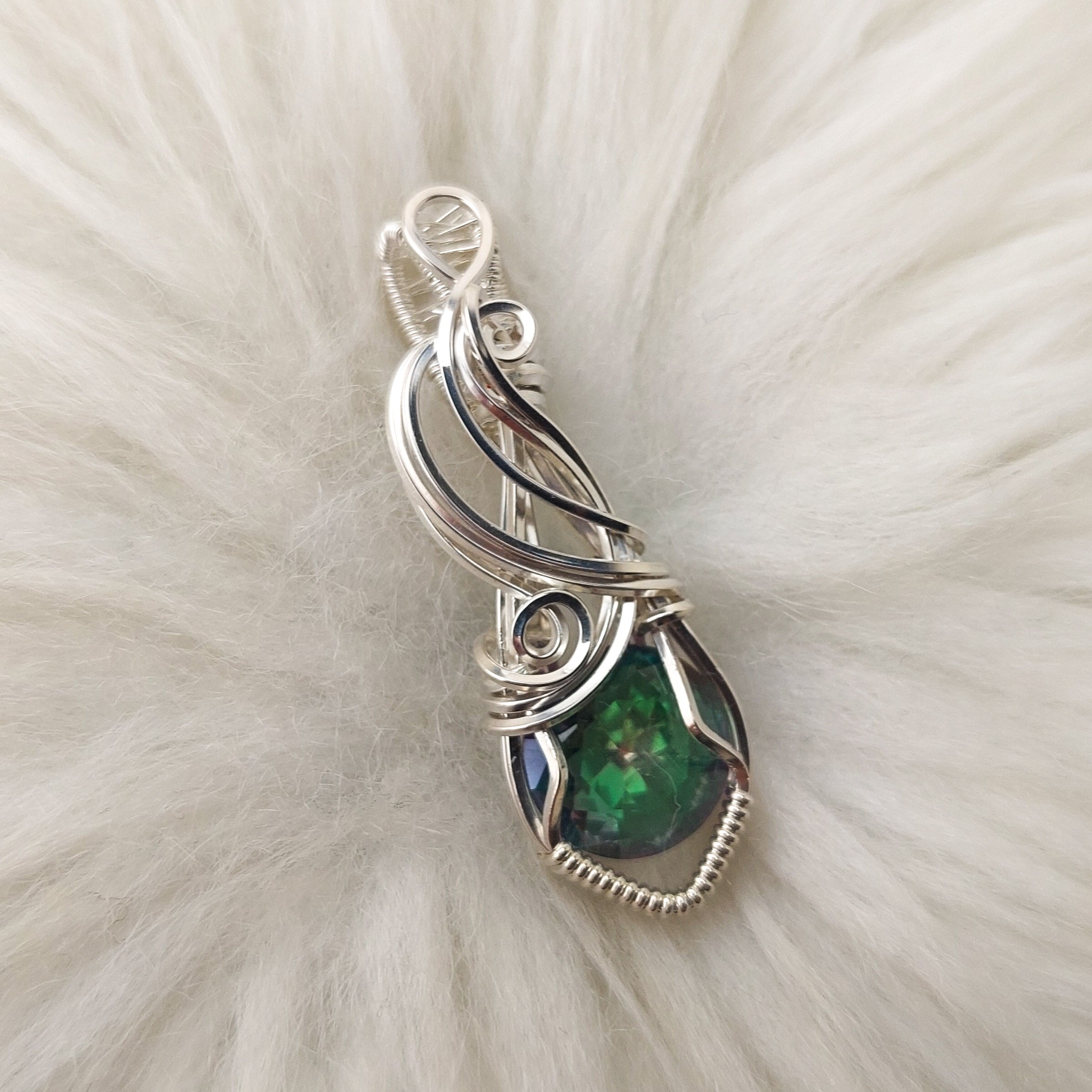 Sterling Silver And Mystic Topaz Small Size Pendant
