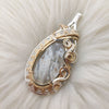 White Plume Agate Sterling Silver And 14k Gold Fill Statement Pendant