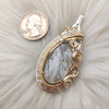 White Plume Agate Sterling Silver And 14k Gold Fill Statement Pendant