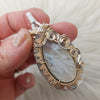 White Plume Agate Sterling Silver And 14k Gold Fill Statement Pendant