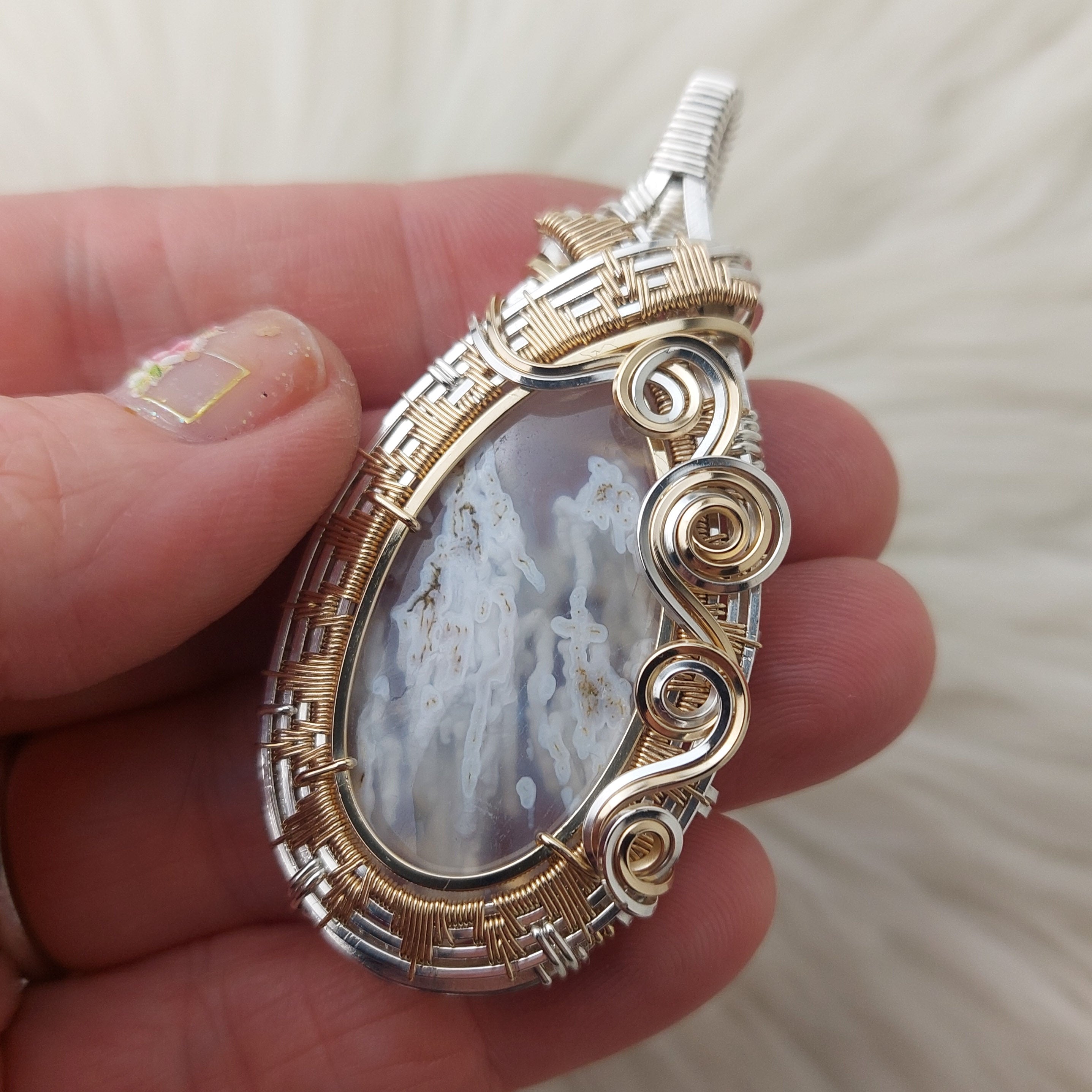 Plume Agate Sunshine Sterling cheapest Silver Cabochon Pendant