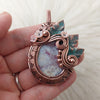 Graveyard Point Plume Agate Doublet Statement Pendant In Copper