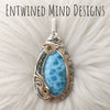 AAA Larimar, Aquamarine, 14k Goldfill, and Silver Statement Pendant