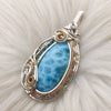 AAA Larimar, Aquamarine, 14k Goldfill, and Silver Statement Pendant