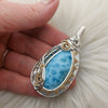 AAA Larimar, Aquamarine, 14k Goldfill, and Silver Statement Pendant