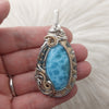 AAA Larimar, Aquamarine, 14k Goldfill, and Silver Statement Pendant