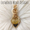 Rutilated Quartz and Citrine Gold Filled Heart Statement Pendant