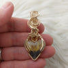 Rutilated Quartz and Citrine Gold Filled Heart Statement Pendant