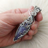 Artisan Cut Burro Creek Agate Statement Pendant In Sterling Silver