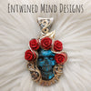 "Bertha" Skull, Roses, And Labradorite Statement Pendant