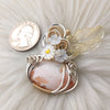 Peach Scolectie Pumpkin Statement Pendant In Sterling Silver And 14k Goldfill