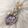 Artisan Cut Plume Agate Doublet, Sterling Silver, And 14k Goldfilled Heart Pendant