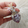 Artisan Cut Plume Agate Doublet, Sterling Silver, And 14k Goldfilled Heart Pendant