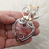 Artisan Cut Kona Dolomite Wire Wrapped Sterling Silver And 14k Goldfilled Heart Pendant