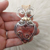 Artisan Cut Kona Dolomite Wire Wrapped Sterling Silver And 14k Goldfilled Heart Pendant