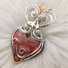 Artisan Cut Kona Dolomite Wire Wrapped Sterling Silver And 14k Goldfilled Heart Pendant