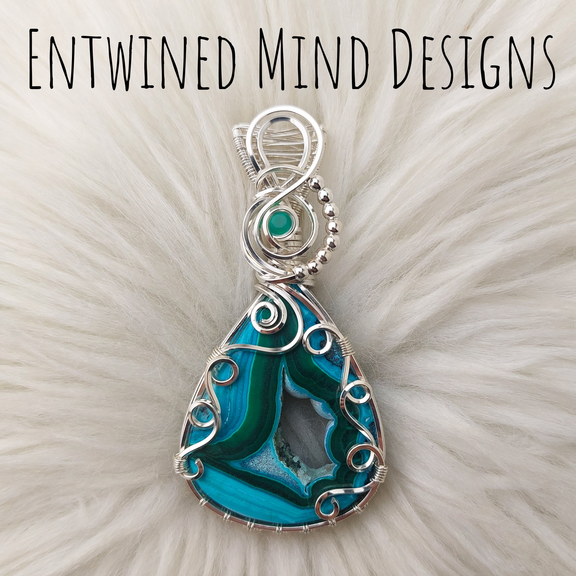 Large Malachite And Chrysocolla Sterling Silver Statement Pendant