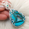 Large Malachite And Chrysocolla Sterling Silver Statement Pendant