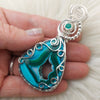 Large Malachite And Chrysocolla Sterling Silver Statement Pendant