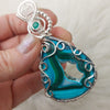 Large Malachite And Chrysocolla Sterling Silver Statement Pendant