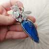 Large Amazing Blue Flash Labradorite Sterling Silver Statement Pendant