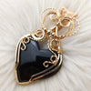 Large Artisan Cut Davis Creek Obsidian 14k Goldfilled Heart Statement Pendant