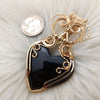 Large Artisan Cut Davis Creek Obsidian 14k Goldfilled Heart Statement Pendant