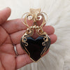 Large Artisan Cut Davis Creek Obsidian 14k Goldfilled Heart Statement Pendant