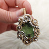 Moldavite, Sterling Silver, And 14k Gold Fill Statement Pendant