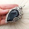 "Nightshade" Large Black Druzy Agate And Sterling Silver Statement Pendant