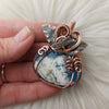 Plume Agate Doublet Pumpkin Pendant In Copper