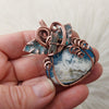 Plume Agate Doublet Pumpkin Pendant In Copper