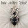 Artisan Cut Black Jade Actinolite And Sterling silver Heart Pendant