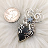 Artisan Cut Black Jade Actinolite And Sterling silver Heart Pendant