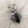 Artisan Cut Black Jade Actinolite And Sterling silver Heart Pendant