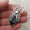 Artisan Cut Black Jade Actinolite And Sterling silver Heart Pendant