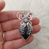 Artisan Cut Black Jade Actinolite And Sterling silver Heart Pendant