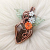 Artisan Cut Suture Ammonite  And Copper Heart Pendant