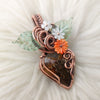 Artisan Cut Suture Ammonite  And Copper Heart Pendant