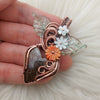 Artisan Cut Suture Ammonite  And Copper Heart Pendant