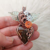 Artisan Cut Suture Ammonite  And Copper Heart Pendant