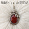 "Bones" Red Moss Agate And Sterling Silver  Statement Pendant