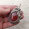 "Bones" Red Moss Agate And Sterling Silver  Statement Pendant