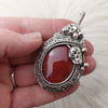 "Bones" Red Moss Agate And Sterling Silver  Statement Pendant