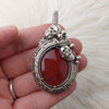 "Bones" Red Moss Agate And Sterling Silver  Statement Pendant