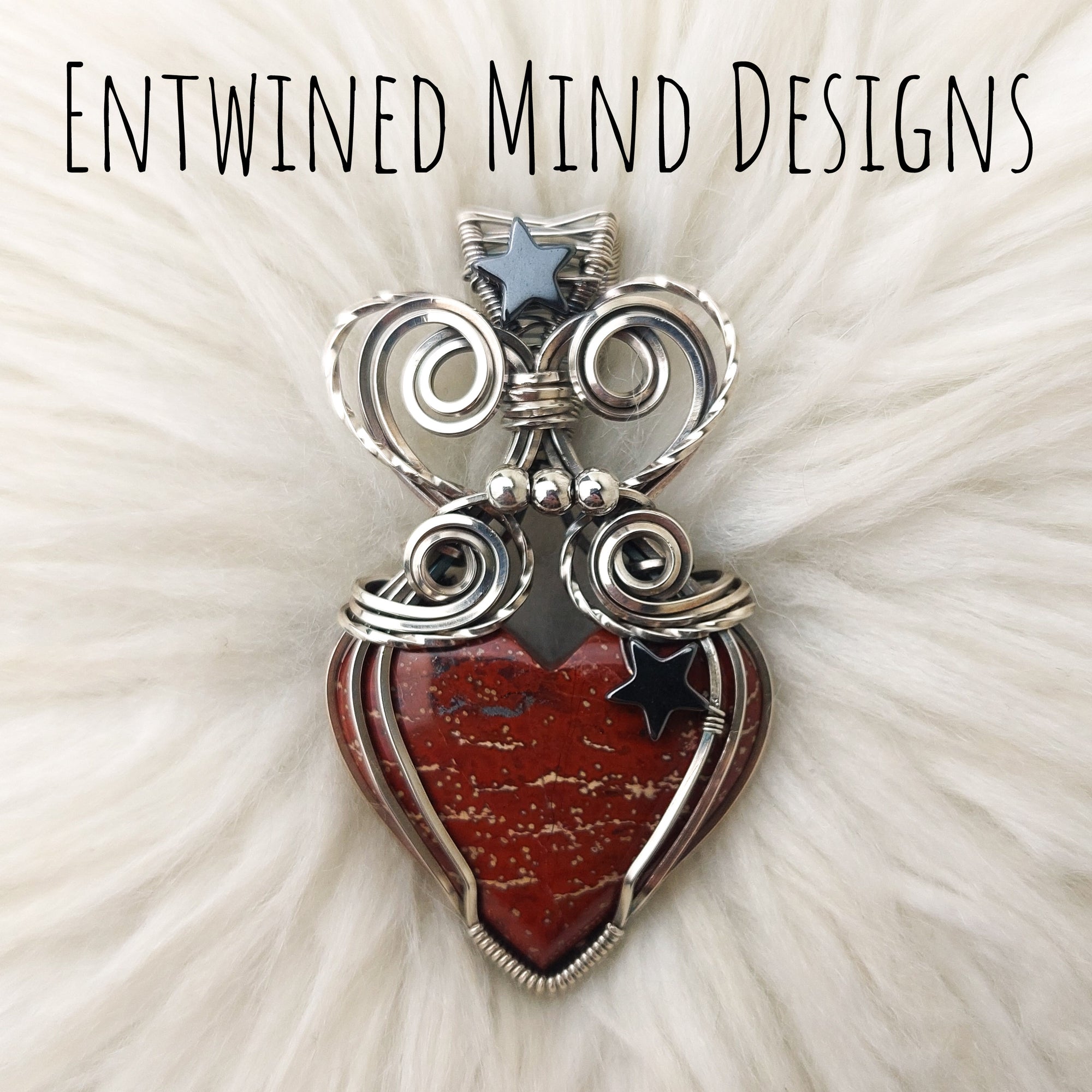 "Redrum" Orbital Jasper And Sterling Silver Heart Statement Pendant