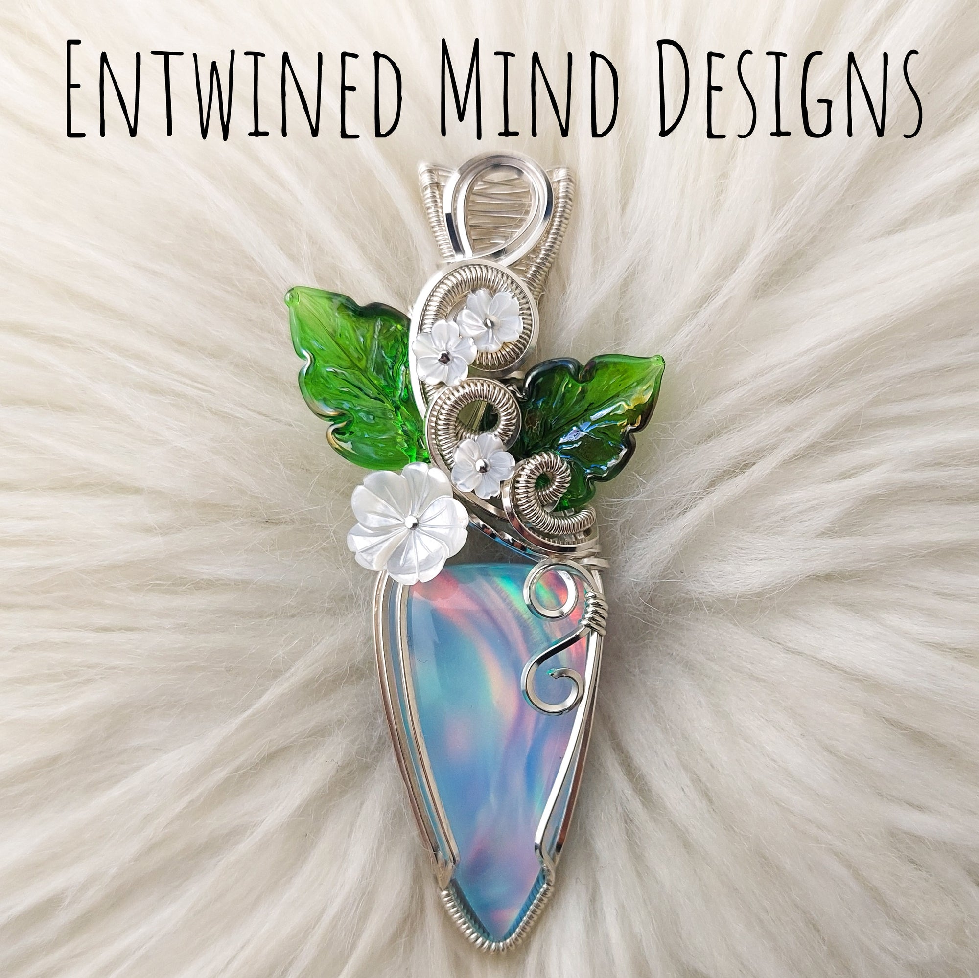 Artisan Cut Aurora Opal Statement Pendant In Sterling Silver