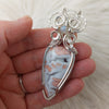 Artisan Cut Cotton Candy Agate Druzy Statement Pendant In Sterling Silver